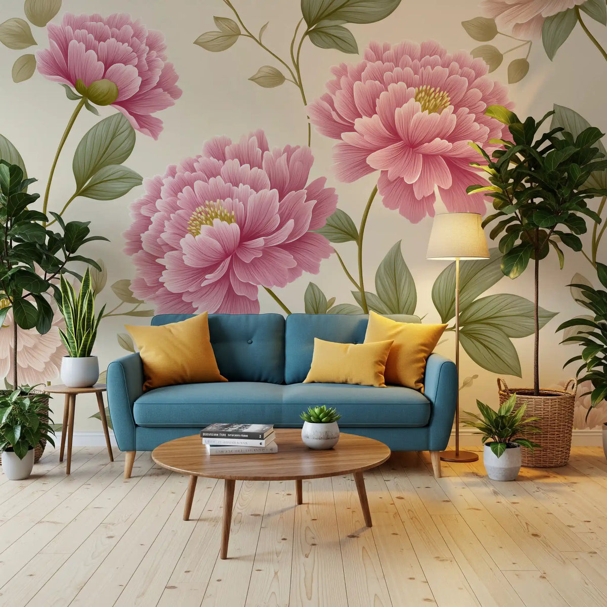 Vintage Blush Peony Garden Mural Wall Mural