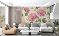 Vintage Blush Peony Garden Mural Wall Mural