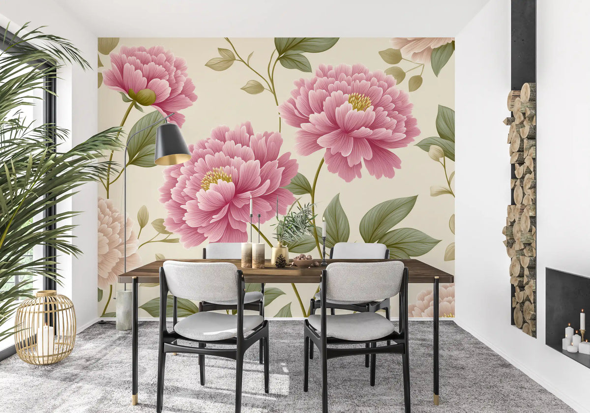 Vintage Blush Peony Garden Mural Wall Mural