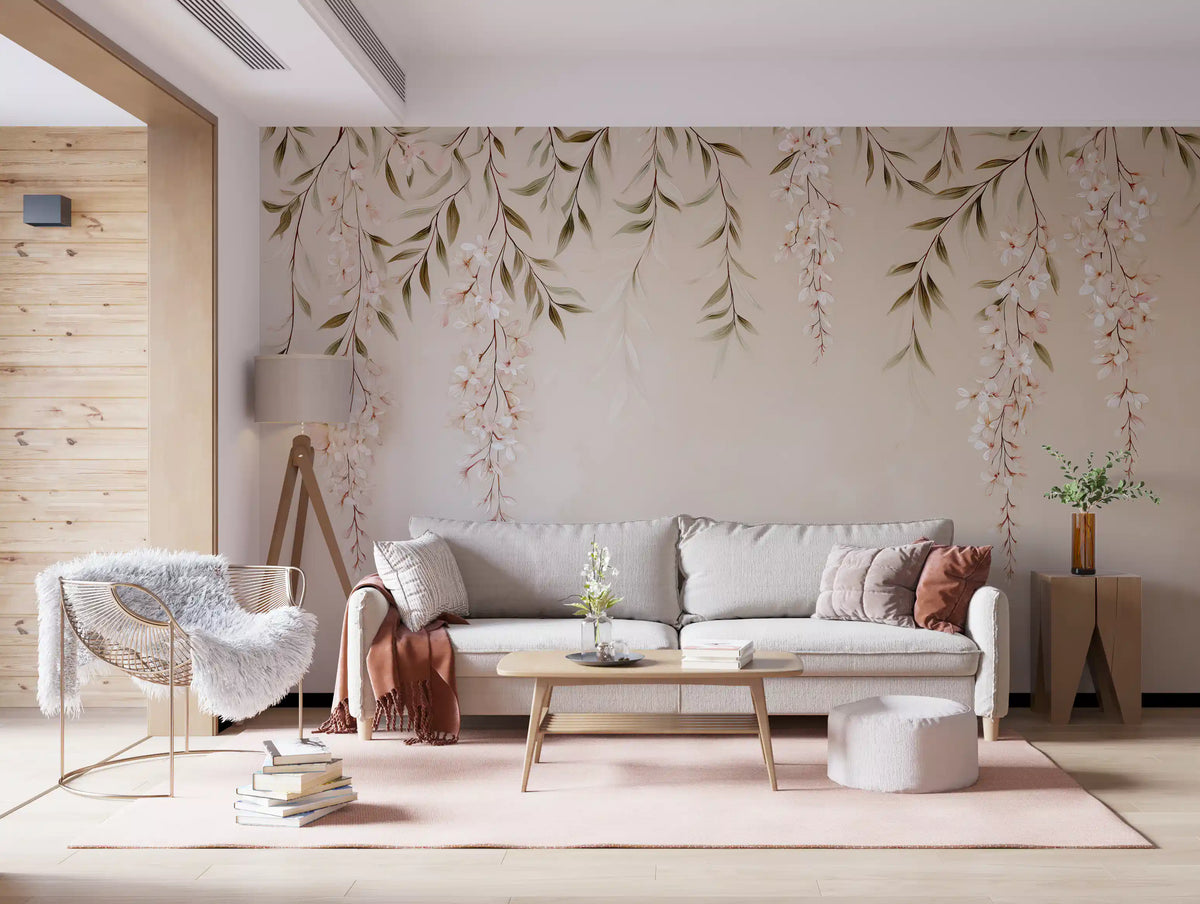 Minimalist Botanical Weeping Boughs Wall Mural