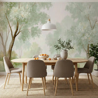 Misty Morning Riverside Forest Wall Mural