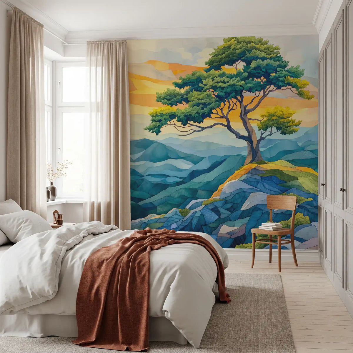Abstract Horizon Tree Wall Mural