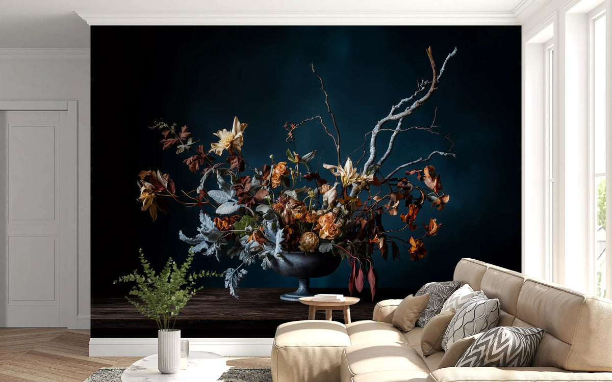 Rustic Autumnal Floral Composition Wall Mural