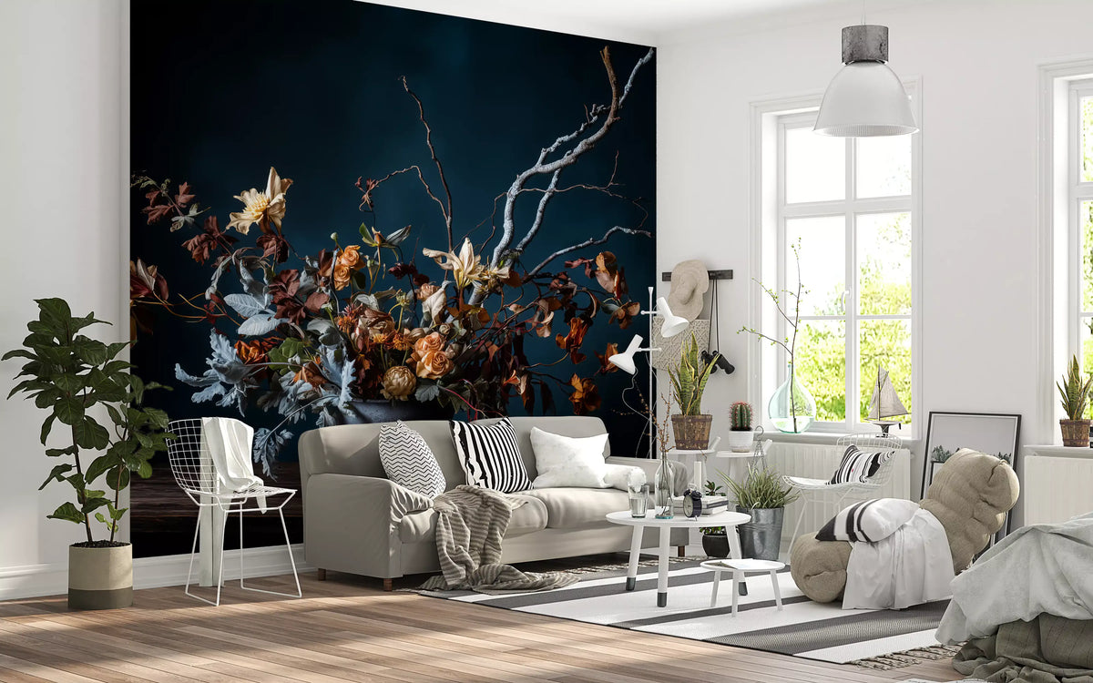 Rustic Autumnal Floral Composition Wall Mural