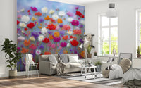 Wool Flowers Meadow Surface Wall Mural