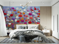 Wool Flowers Meadow Surface Wall Mural