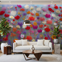 Wool Flowers Meadow Surface Wall Mural