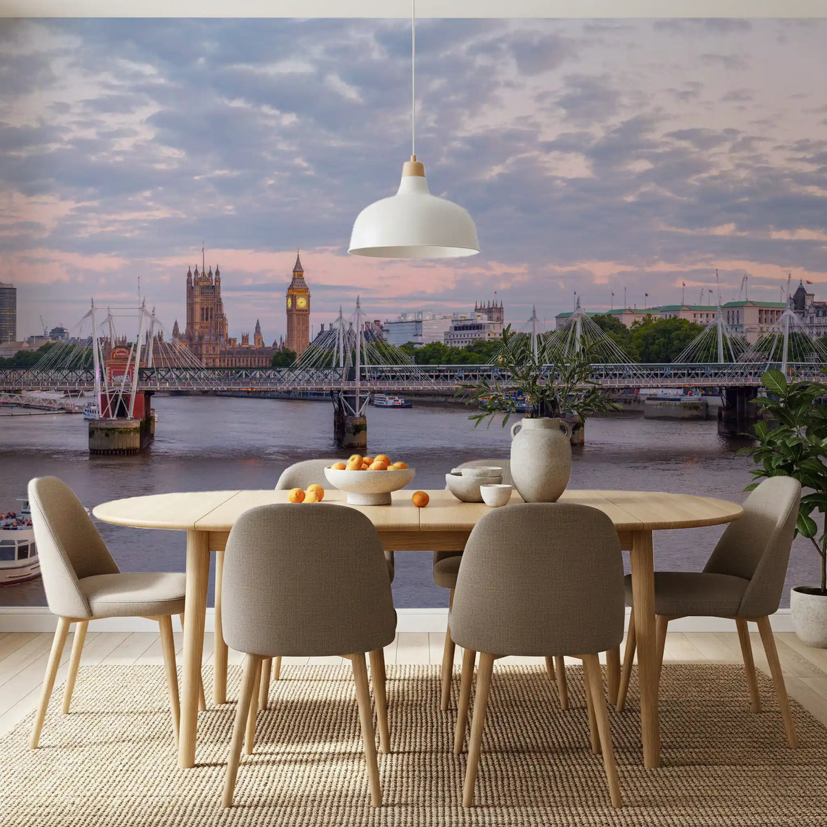 Thames Twilight Architectural Horizon Wall Mural