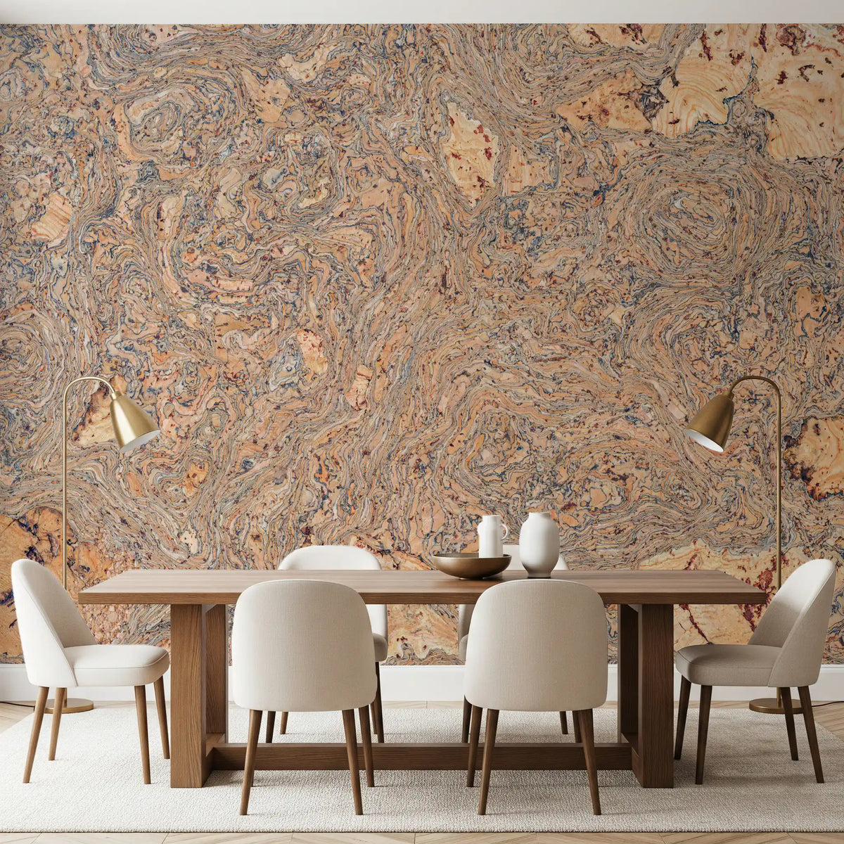 Organic Bark Swirls Wall Mural