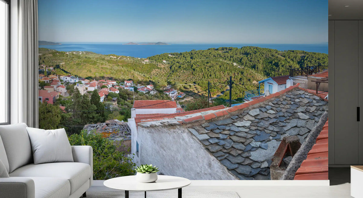 Rustic Terracotta Rooftop Vista Wall Mural