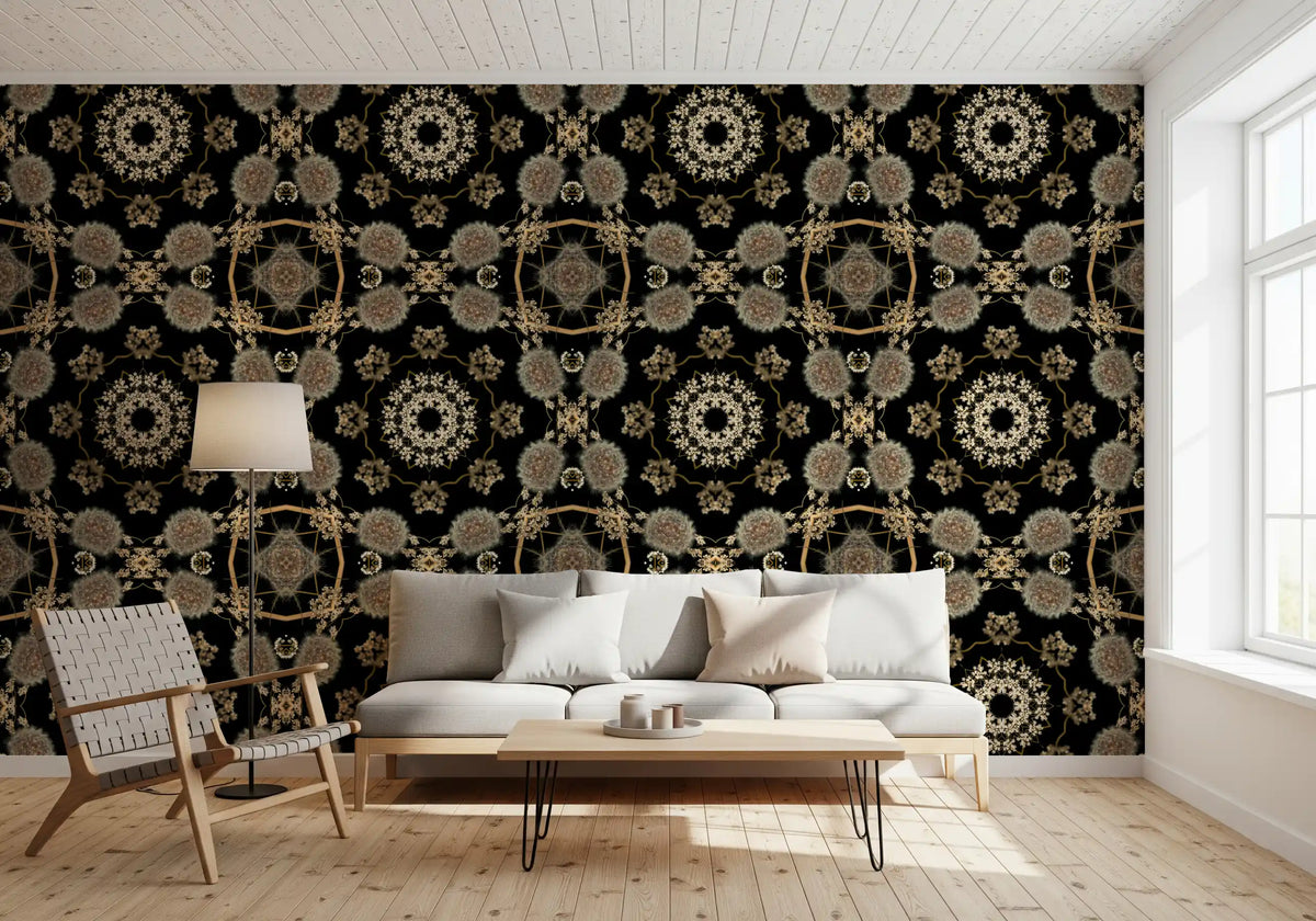 Midnight Meadow Radial Flora Wallpaper⁠