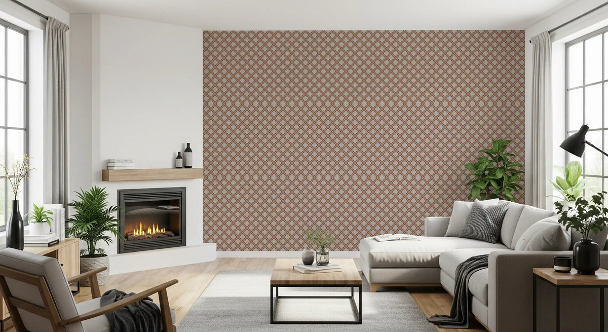 Minimalist Terracotta Geometric Grid Wallpaper⁠
