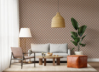 Minimalist Terracotta Geometric Grid Wallpaper⁠