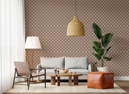 Minimalist Terracotta Geometric Grid Wallpaper⁠