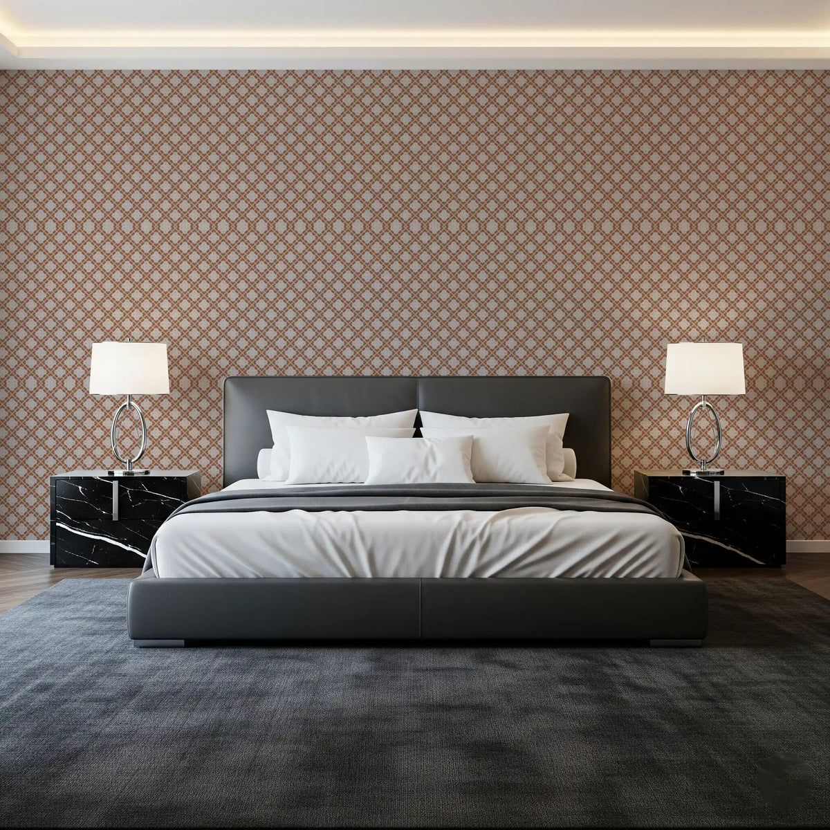 Minimalist Terracotta Geometric Grid Wallpaper⁠
