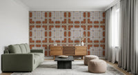 Aged Plaster and Brick Geometric Grid Wallpaper⁠
