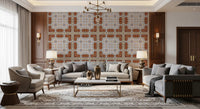 Aged Plaster and Brick Geometric Grid Wallpaper⁠