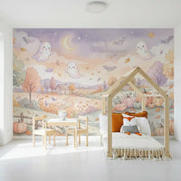 Friendly Ghosts in Autumn Countryside Wall Mural