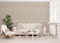 Minimalist Neutral Zigzag Herringbone Wall Mural