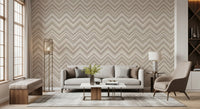Minimalist Neutral Zigzag Herringbone Wall Mural