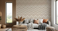 Minimalist Neutral Zigzag Herringbone Wall Mural