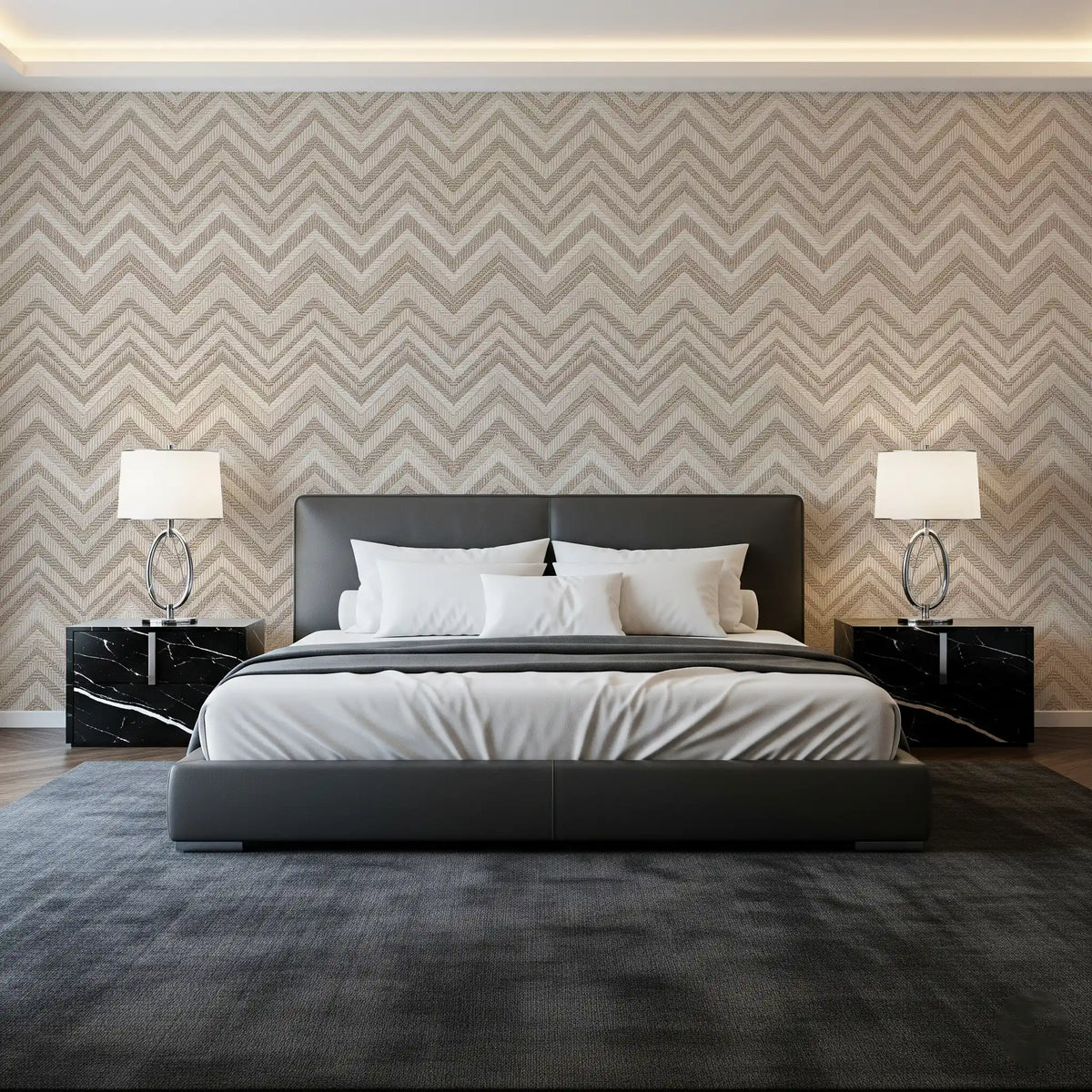 Minimalist Neutral Zigzag Herringbone Wall Mural