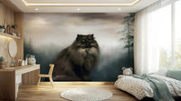 Regal Persian Cat in Misty Forest Wall Mural