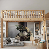 Hedgehog in Botanical Top Hat Wall Mural