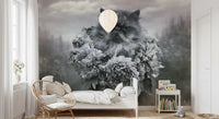 Persian Cat with Floral Wreath Wall Mural