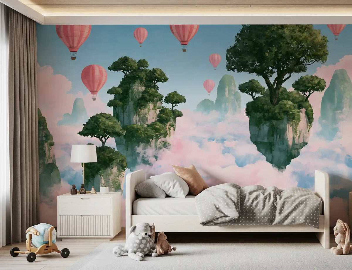 Floating Isles and Pink Skies Wall Mural