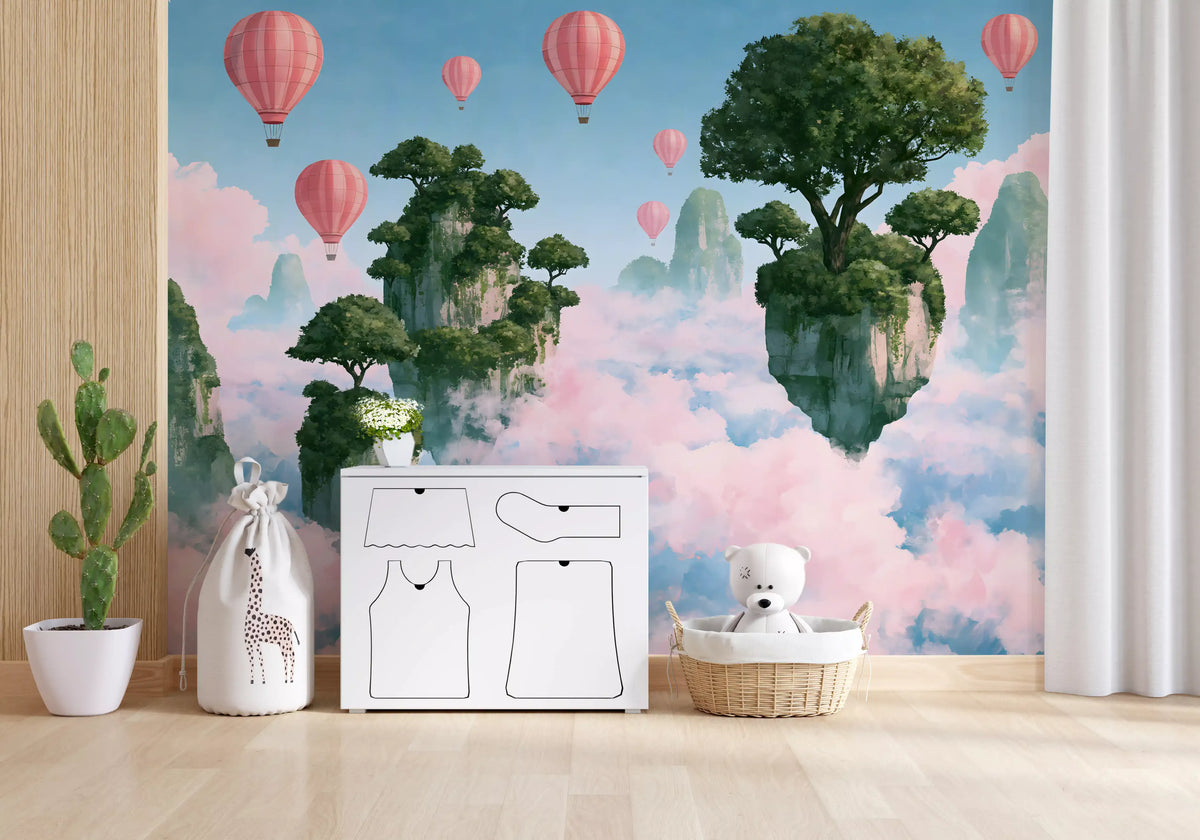 Floating Isles and Pink Skies Wall Mural