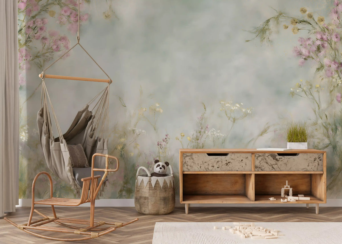 Soft Meadow Brushstrokes Wall Mural