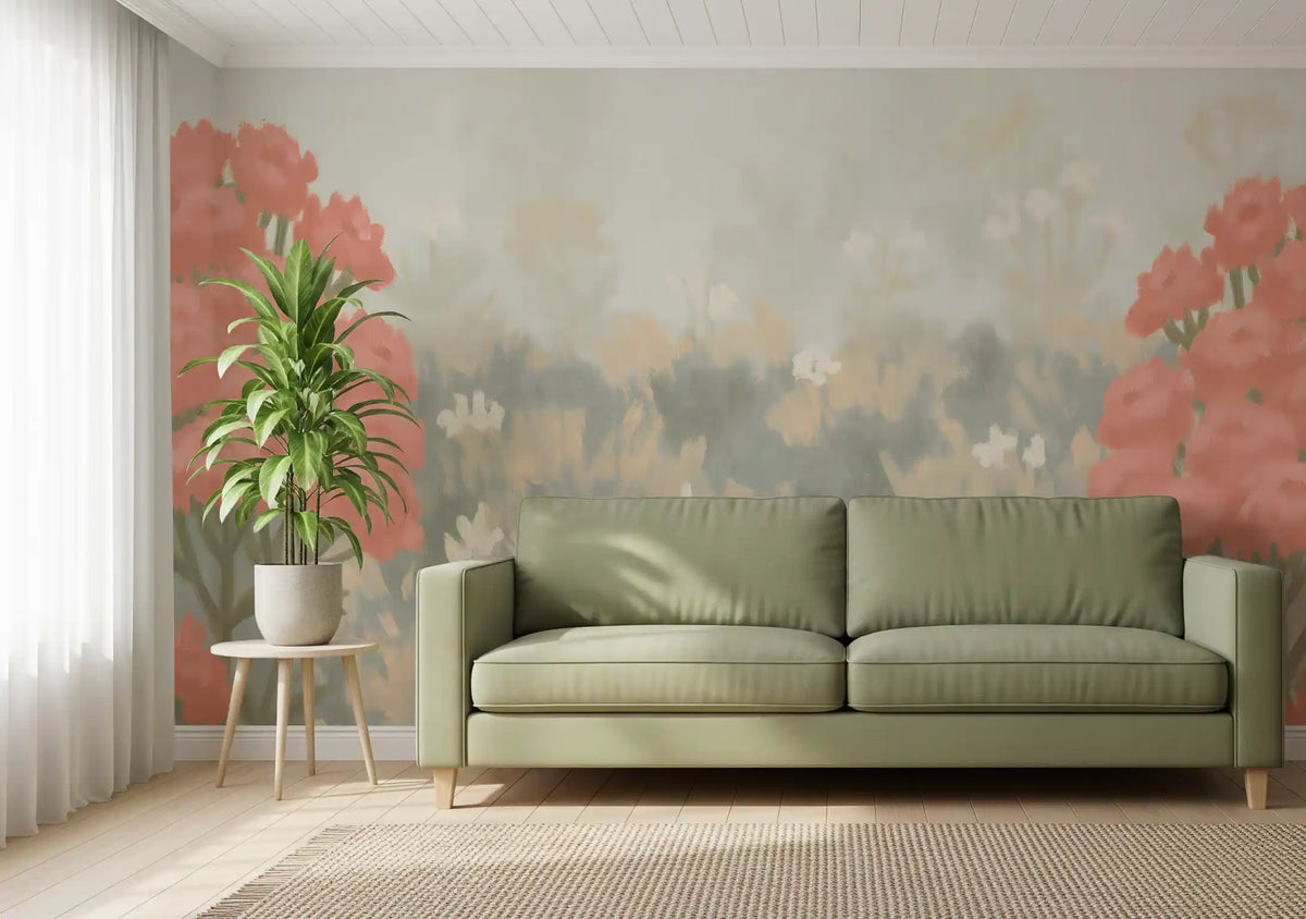 Blush Meadow Botanical Wall Mural