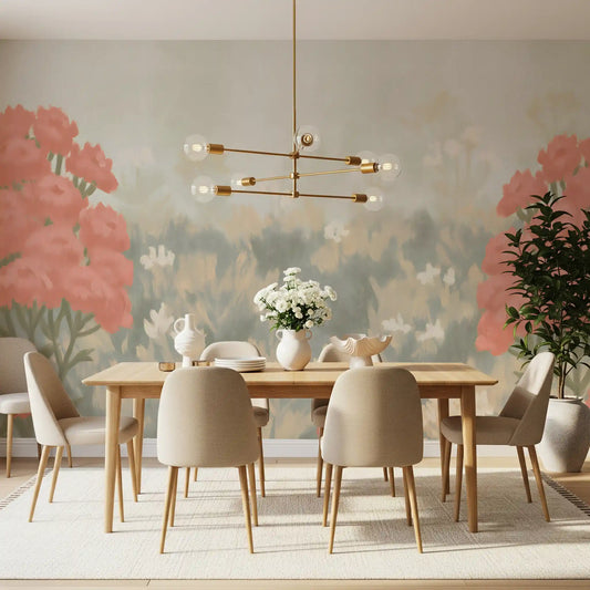 Blush Meadow Botanical Wall Mural