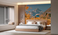 Astronaut Amidst Golden Alpine Blooms Wall Mural