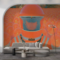 Neon Astronaut Field Wall Mural