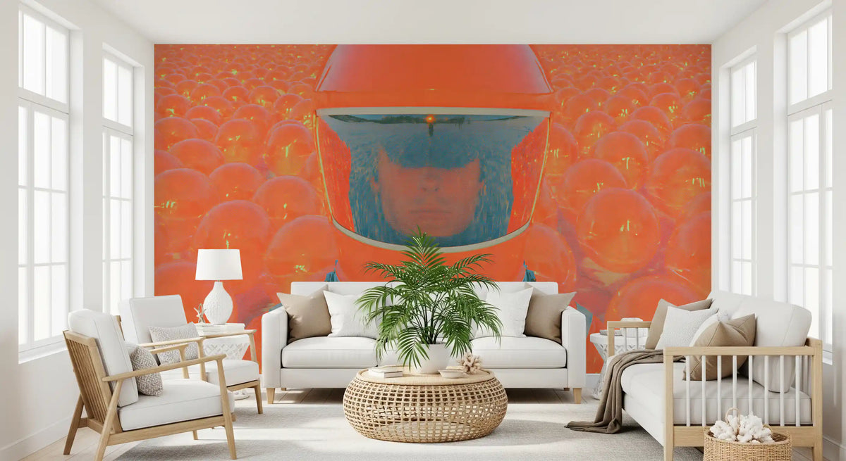 Neon Astronaut Field Wall Mural