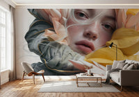 Ethereal Floral Portraiture Wall Mural