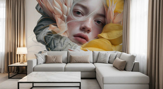 Ethereal Floral Portraiture Wall Mural