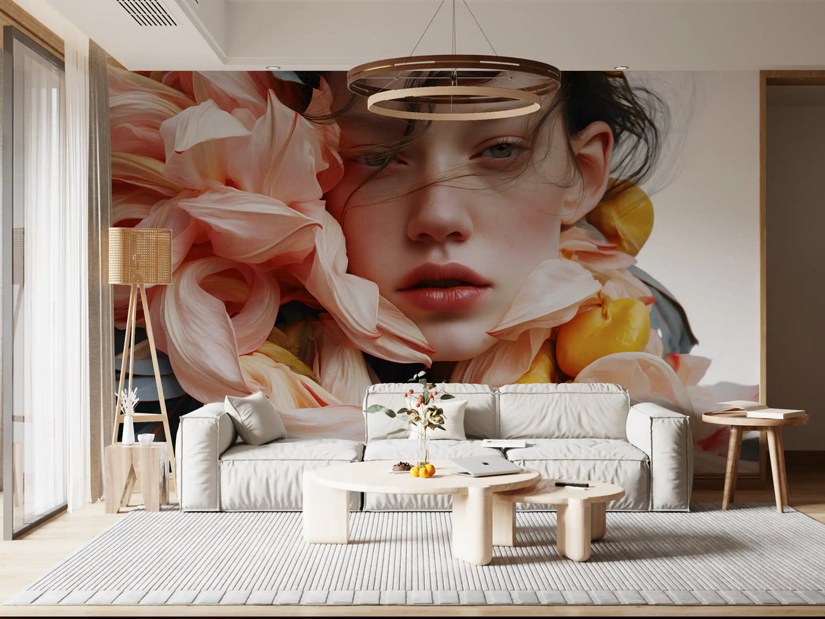 Ethereal Floral Portrait Wall Mural