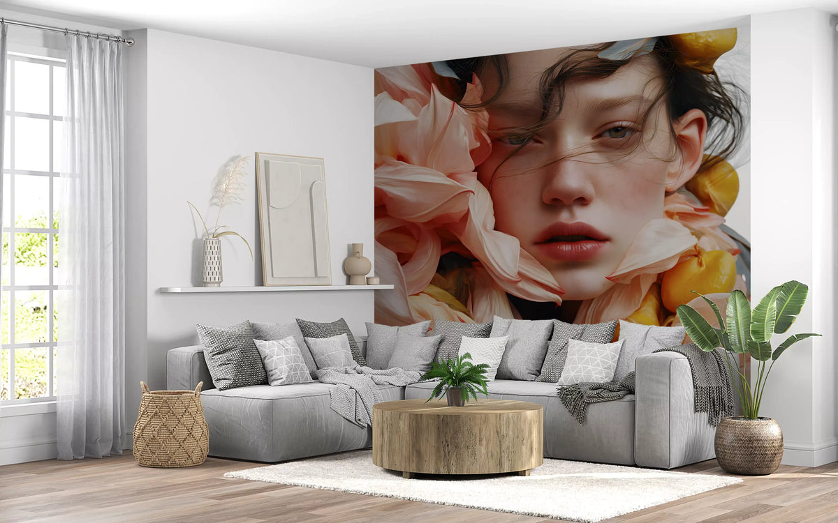 Ethereal Floral Portrait Wall Mural