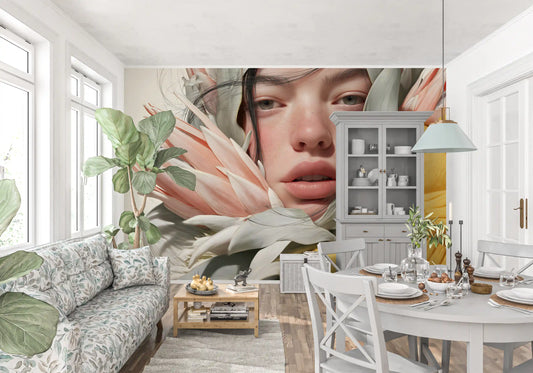 Ethereal Botanical Portrait Study Wall Mural