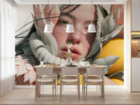 Ethereal Floral Portrait Composition Wall Mural