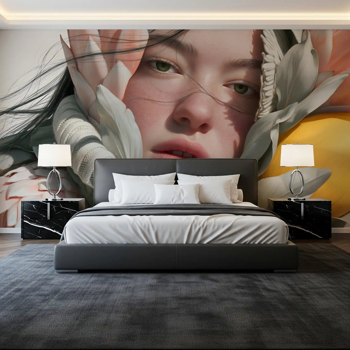 Ethereal Floral Portrait Composition Wall Mural