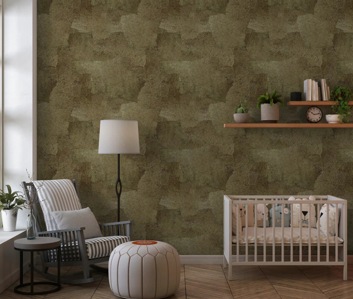 Torn Leather - Olive Gold Wallpaper⁠