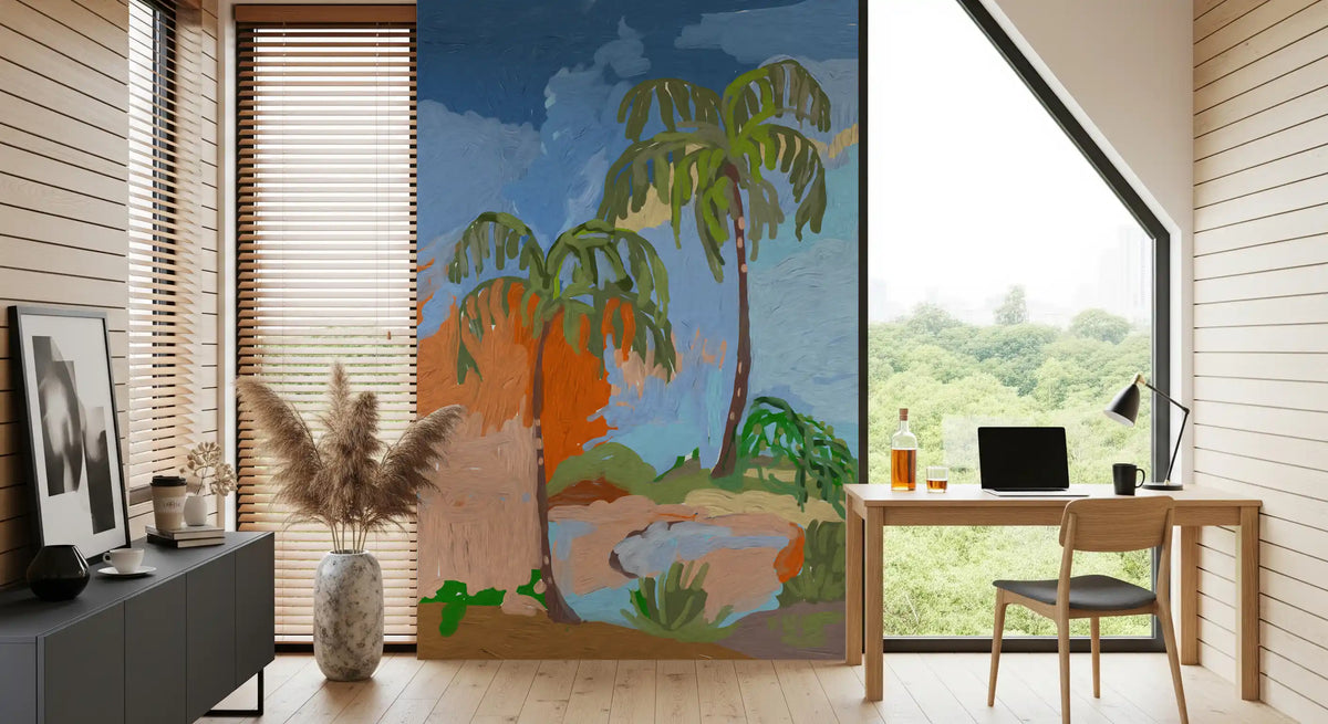 Coastal Palm Oasis Impression Wall Mural