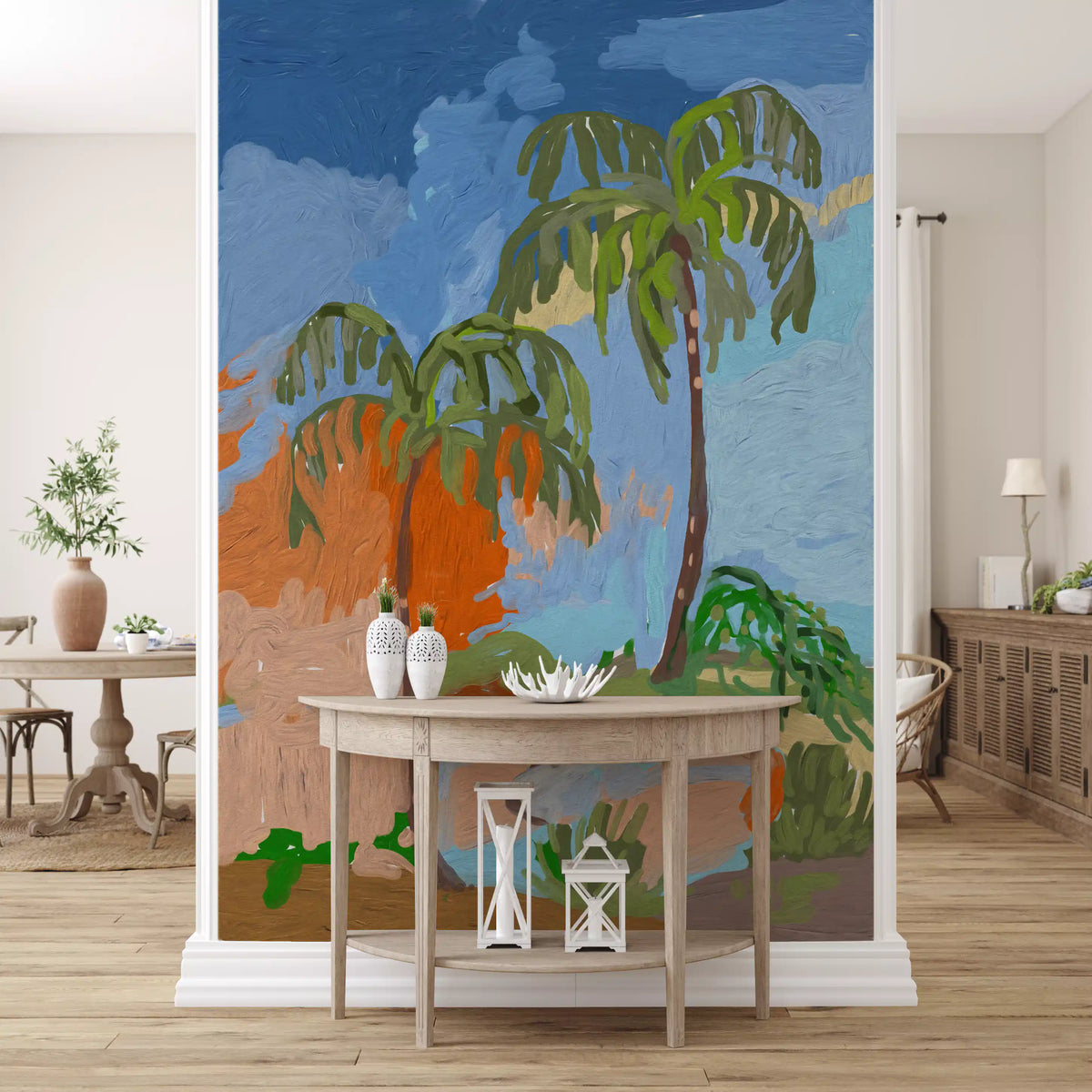 Coastal Palm Oasis Impression Wall Mural