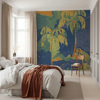 Abstract Painted Palm Landscape Wall Mural