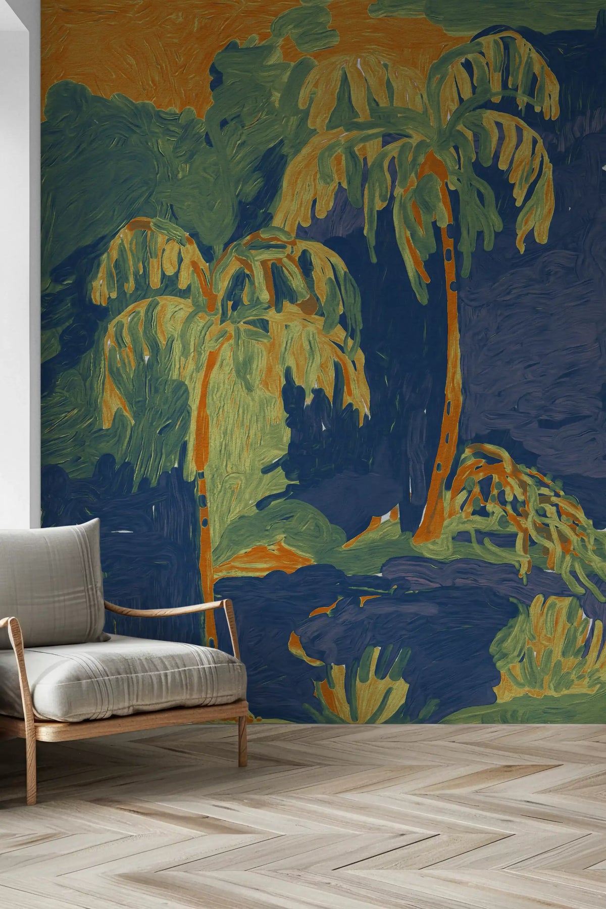Abstract Painted Palm Landscape Wall Mural