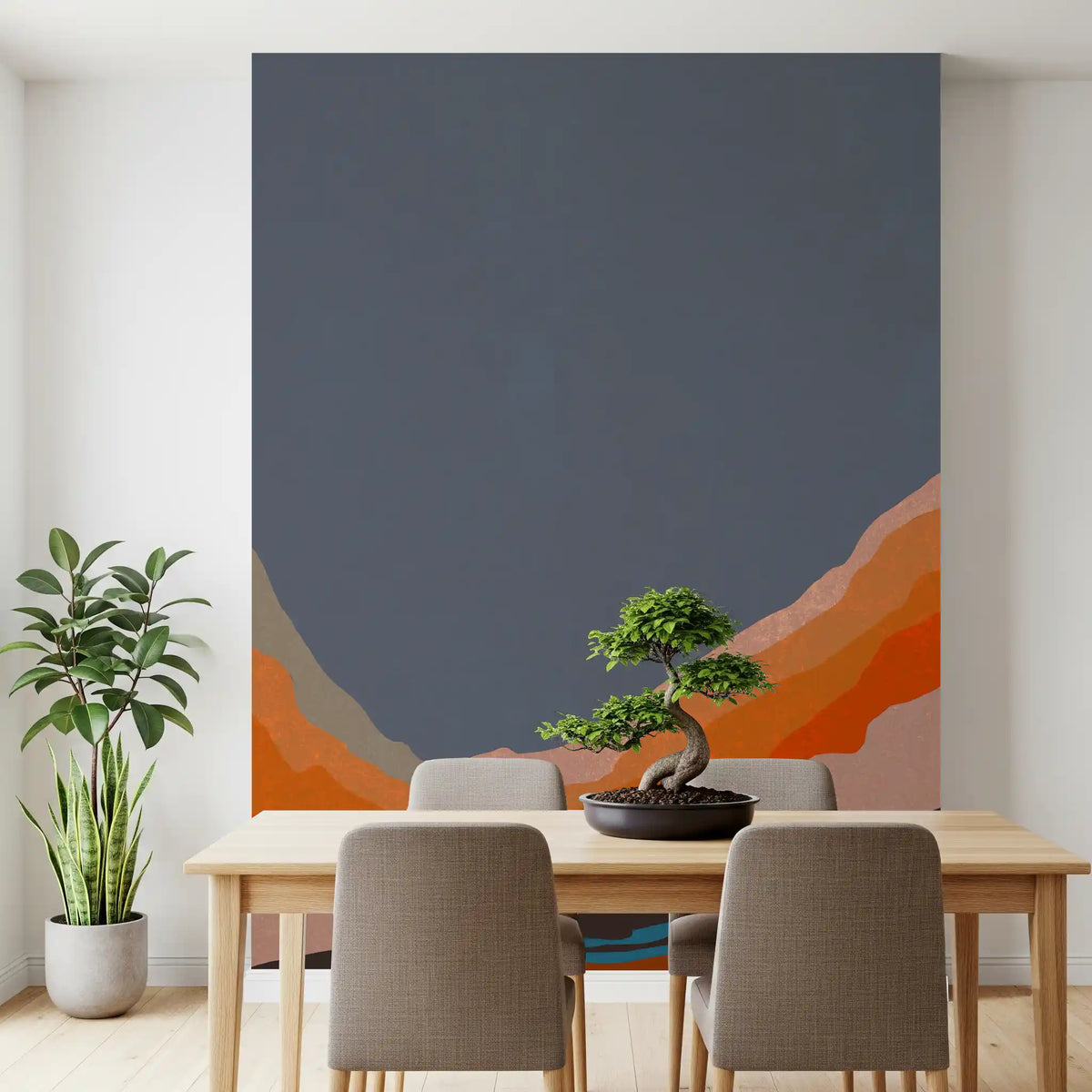 Abstract Painted Horizon Layers Wall Mural